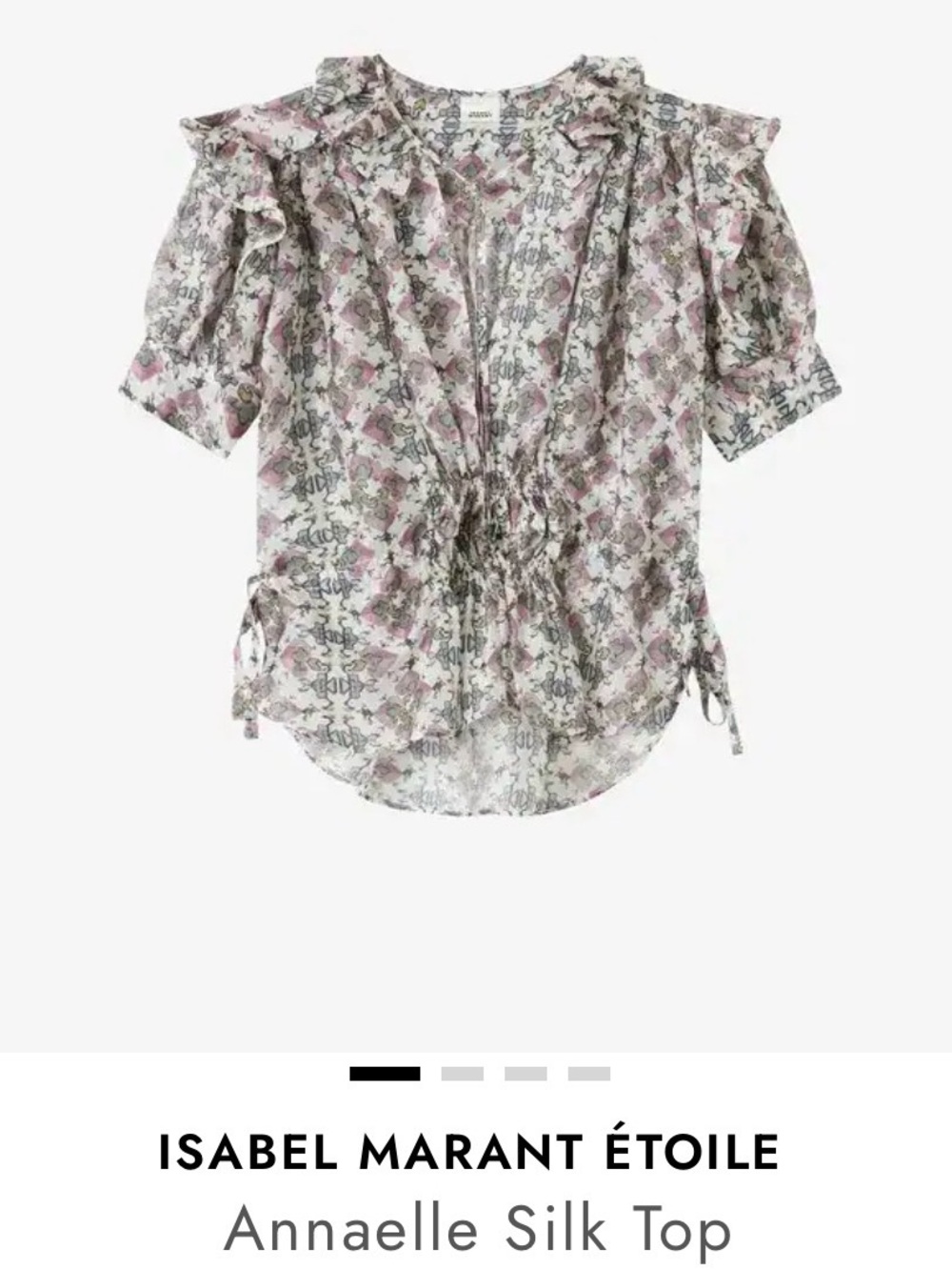 Isabel Marant Anaelle Floral Ruffle Short-Sleeve Peplum Top - Pink Multi size 40 - Picture 2 of 3